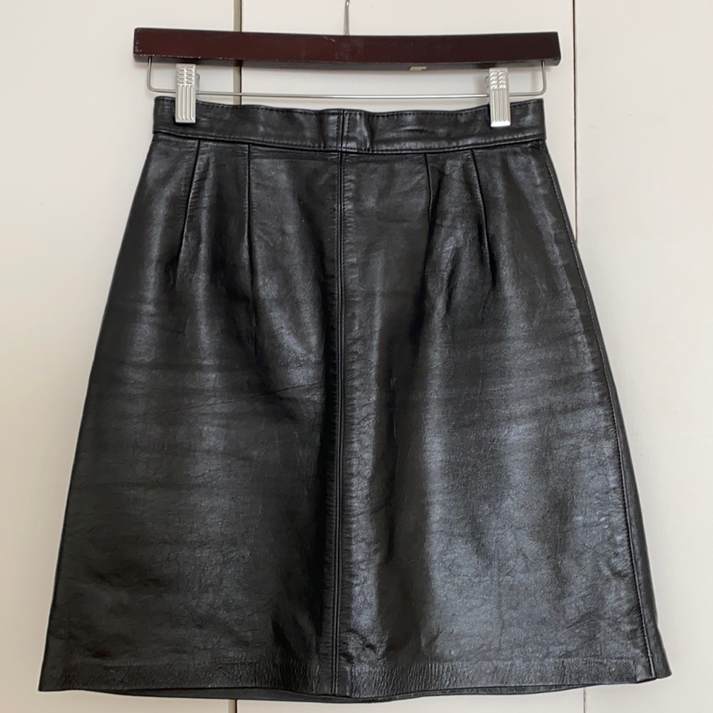 vintage black leather skirt